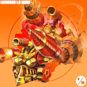 The fanmix's cover art. It shows Drill Sergeant from Skylanders's various promotional arts in a slowly-fading diagonal line against a gradient orange background with a Tech Element symbol over it. The fanmix's title is written in white, and it has a small sticker that reads ninth out of thirty-two in the corner.