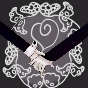 The fanmix's cover art. It shows Maka Albarn from Soul Eater's hand reaching out and touching Crona Gorgon's outstretched hand against a dark background with a light center framed by white, heart-themed ornamentation.