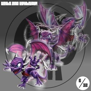 The fanmix's cover art. It shows Cynder from Skylanders's various promotional arts in a slowly-fading diagonal line against a gradient gray background with an Undead Element symbol over it. The fanmix's title is written in white, and it has a small sticker that reads sixth out of thirty-two in the corner.